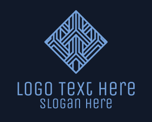 Art Deco - Blue Geometric Tile Hotel logo design