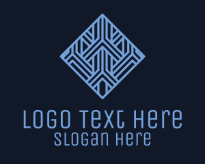 Inn - Blue Geometric Tile Hotel logo design