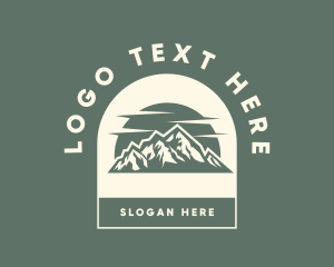 Hipster Mountain Sunset Logo