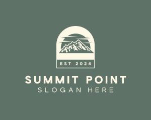 Hipster Mountain Sunset logo design