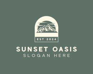 Hipster Mountain Sunset logo design