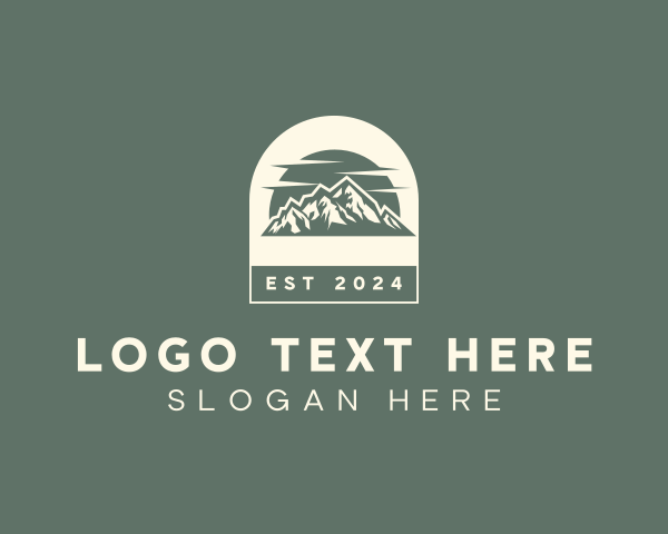 Destination - Hipster Mountain Sunset logo design