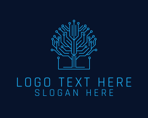 Information Technology - Techno Circuit Tree logo design
