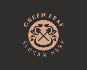 Leaf Plant Shovel  logo design