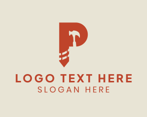 Draftsman - Screw Hammer Letter P logo design