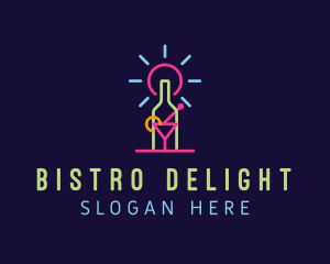 Neon Cocktail Glass Bottle logo design