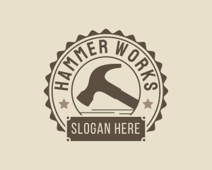 Hammer - Hipster Hammer Badge logo design