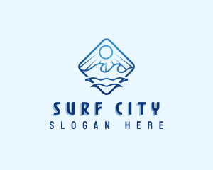 Beach Wave Sun logo design