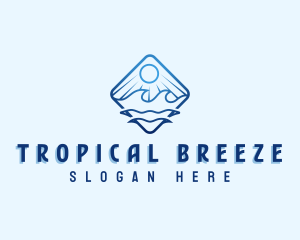 Beach Wave Sun logo design