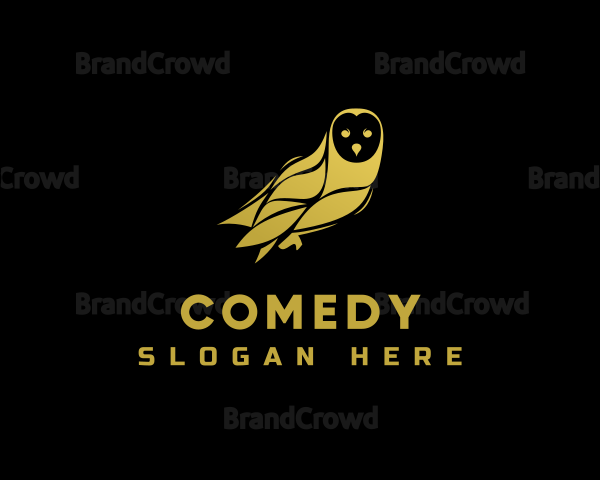 Golden Owl Bird Logo