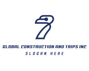 Stroke - Abstract Bird Number 7 logo design