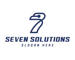Seven - Abstract Bird Number 7 logo design