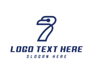 Seven - Abstract Bird Number 7 logo design