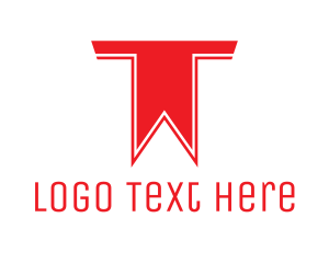 Marker - Red Bookmark T logo design