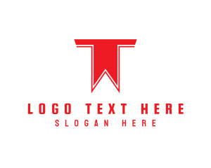 Red Flag - Bookmark Library Letter T logo design