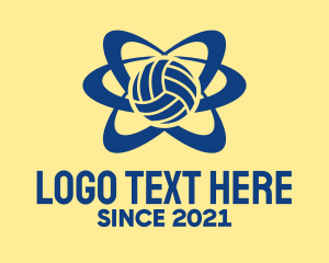 Volleyball Equipment - Blue Volleyball Orbit logo design