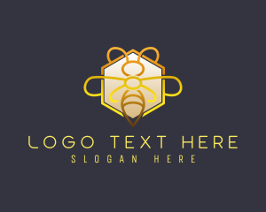 Apiary - Elegant Hexagon Luxury Bee logo design