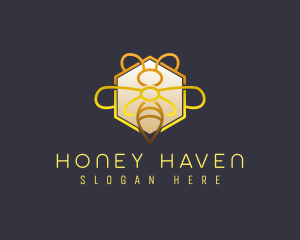 Elegant Hexagon Luxury Bee logo design