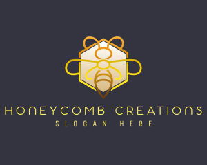 Beeswax - Elegant Hexagon Luxury Bee logo design