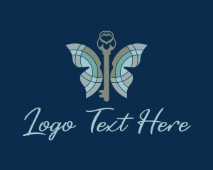 Locksmith - Butterfly Insect Key logo design