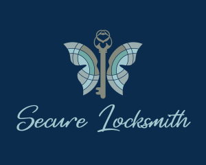 Locksmith - Butterfly Insect Key logo design