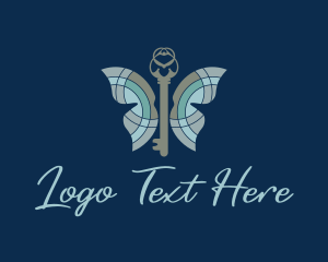 Locksmith - Vintage Butterfly Key logo design