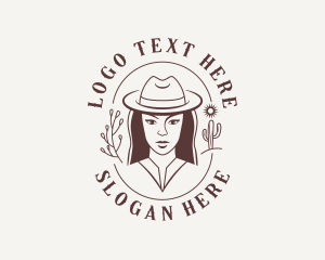 Cowboy Hat - Woman Cowgirl Saloon logo design