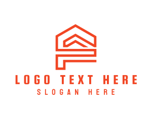 Orange House - Geometric Letter F Real Estate logo design