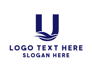 Modern - Blue Flying Dove Letter U logo design