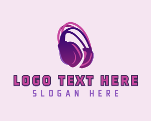Broadcast - Headphones Media Music logo design