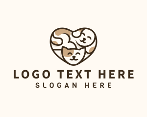 Veterinary - Cute Dog Cat Heart logo design