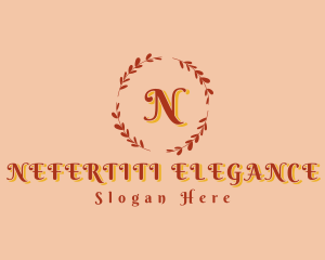 Retro Floral Beauty Wreath logo design