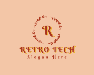 Retro Floral Beauty Wreath logo design