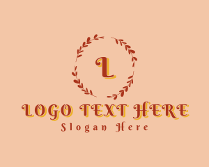 Retro Floral Beauty Wreath Logo