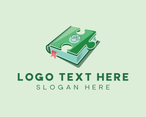 Solving - Puzzle Book Knowledge logo design