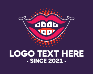 Funny - Happy Smile Braces Lips logo design