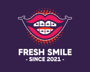 Happy Smile Braces Lips logo design