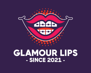 Happy Smile Braces Lips logo design