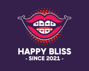 Happy Smile Braces Lips logo design