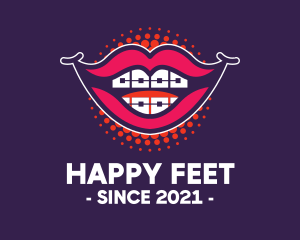 Happy Smile Braces Lips logo design