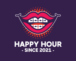 Happy Smile Braces Lips logo design