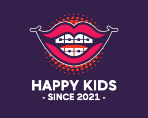 Happy Smile Braces Lips logo design