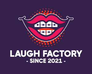 Comedian - Happy Smile Braces Lips logo design