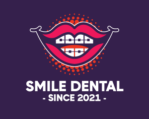 Happy Smile Braces Lips logo design