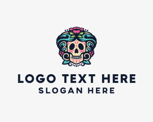Colorful - Rose Sugar Skull logo design