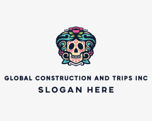 Halloween - Rose Sugar Skull logo design