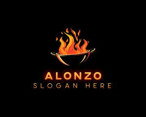 Flaming Wok Cooking logo design