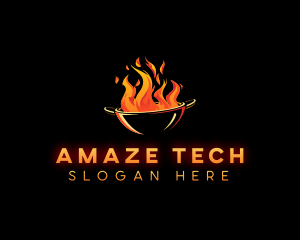 Flaming Wok Cooking logo design