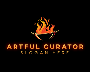 Flaming Wok Cooking logo design