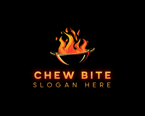 Flaming Wok Cooking logo design